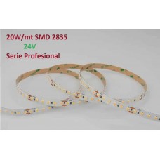 Tira LED Flexible 24V 20W/mt 140 Led/mt SMD 2835 IP20, Serie Profesional, venta por metros